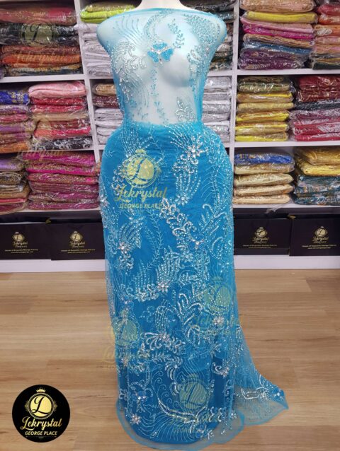 Crystal Fabric Full Work Turquoise Blue